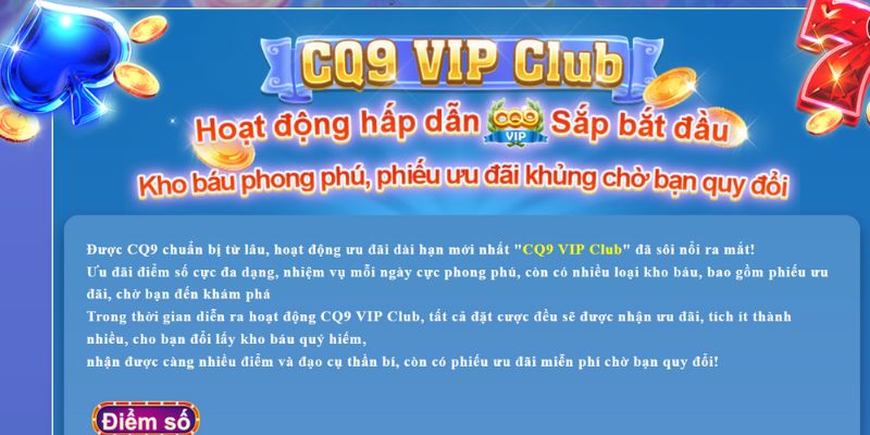 Tham gia VIP CLUB để trải nghiệm Bắn cá CQ9 tốt hơn